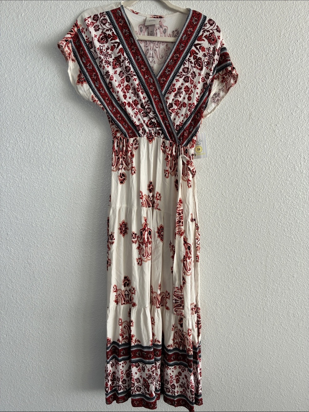 Knox Rose Cream Maxi Dress with Red Paisley Print